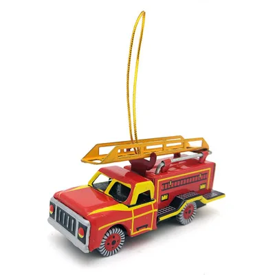
Metal Material Fire Engine Model Tin Hanging Christmas Ornament 