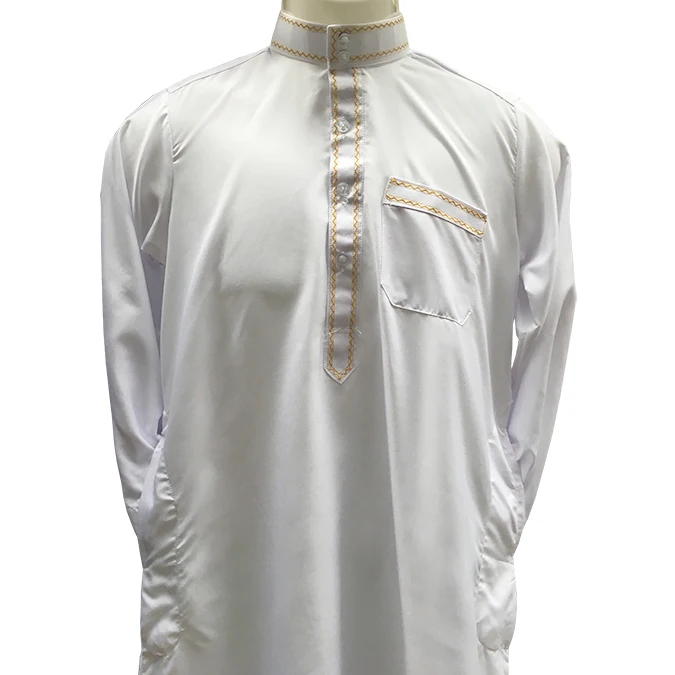 

Islamic kids clothing boys embroidery white Thobe Dishdasha