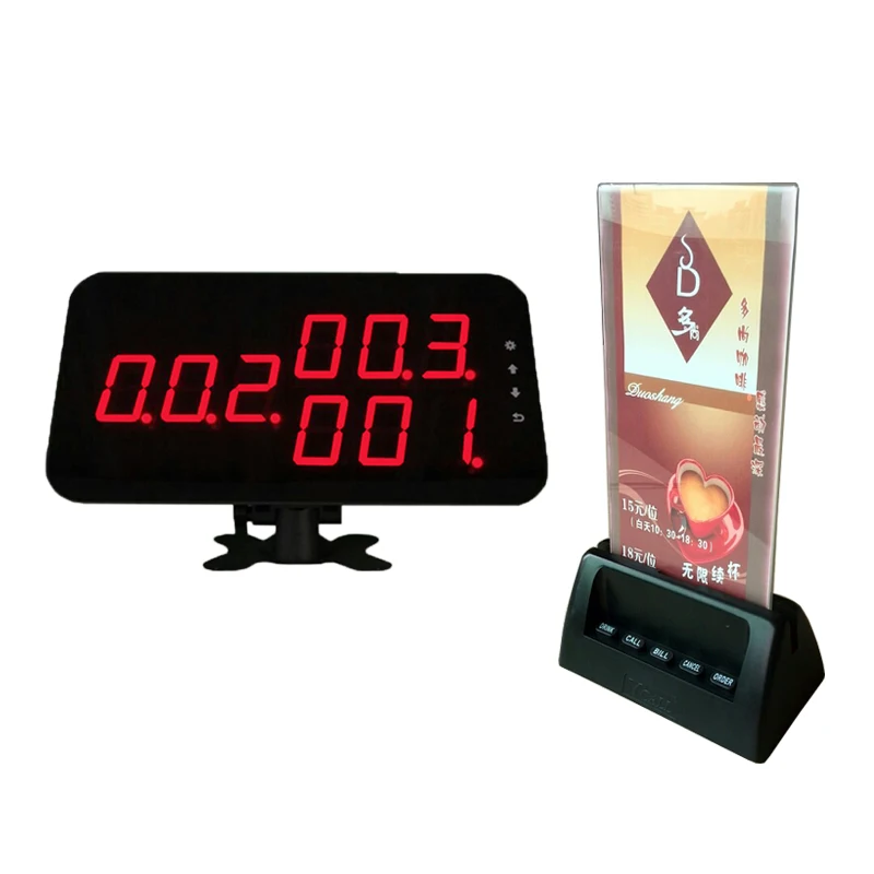 

Electronic call bell button with menu holder display receptor