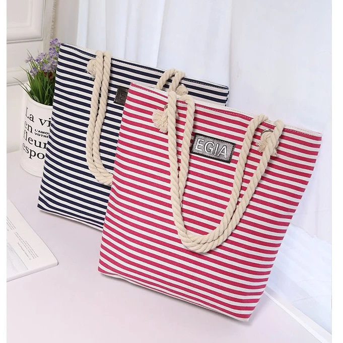 

Korean style fashion stripe canvas bag