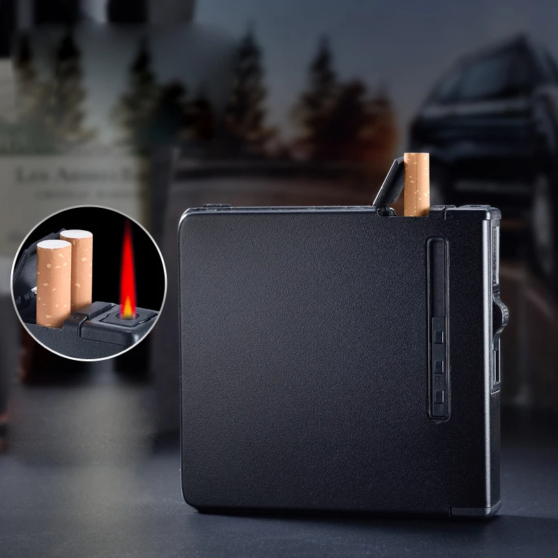 
2017 fashion automatic stainless steel cigarette case with lighter for20 only promotional gift 018 ,automatic lighter wholesale 