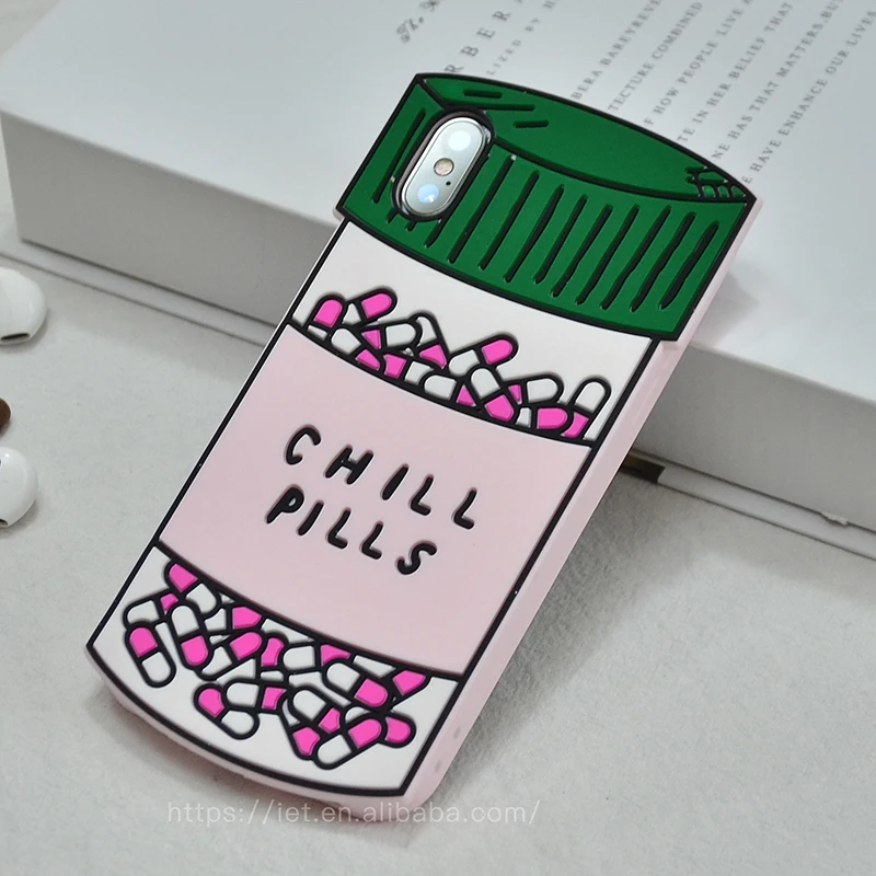 

Chill Pills 3D Cartoon Soft TPU Silicone Protective Phone Case for iPhone Xs Max