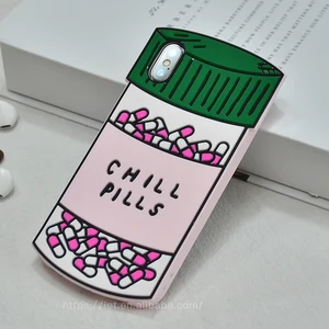 Chill Pills 3D Cartoon Soft TPU Silicone Protective Phone Case for iPhone Xs Max