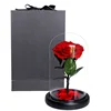 Wholesale 7-8 cm red black pink rose head handmade preserved flowers rose in dome glass for valentine's day gift