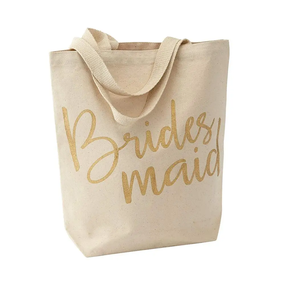 

shopping bag foldable logo cotton Wedding Canvas Bridesmaid Tote Bag,, Customized