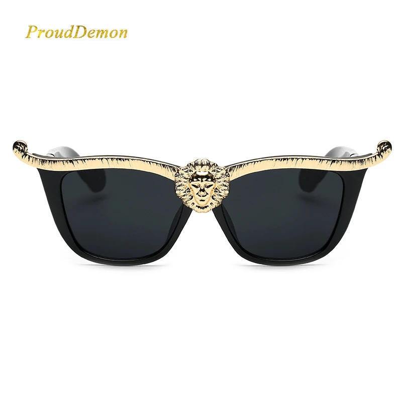 

F96880 Women Sun glasses Luxury Wild Lion UV400 Gafas De Sol Black Cool Cat Eyes Head Queen Style Sunglasses, Multi