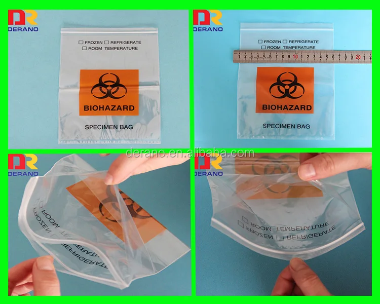 Dental Lab Medical Use Ziplock Specimen Kangaroo Bags With Extra Pocket