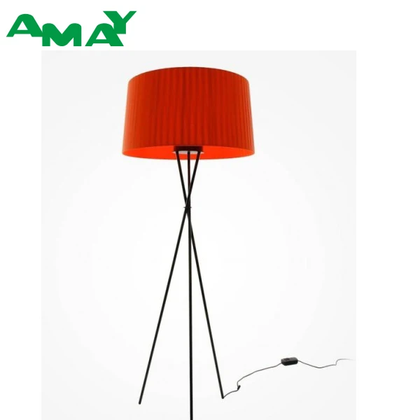 red tripod floor lamp