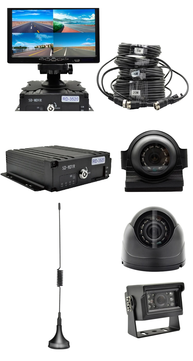 Car Camera Bus Truck Black Box Security Surveillance System 4ch Mobile