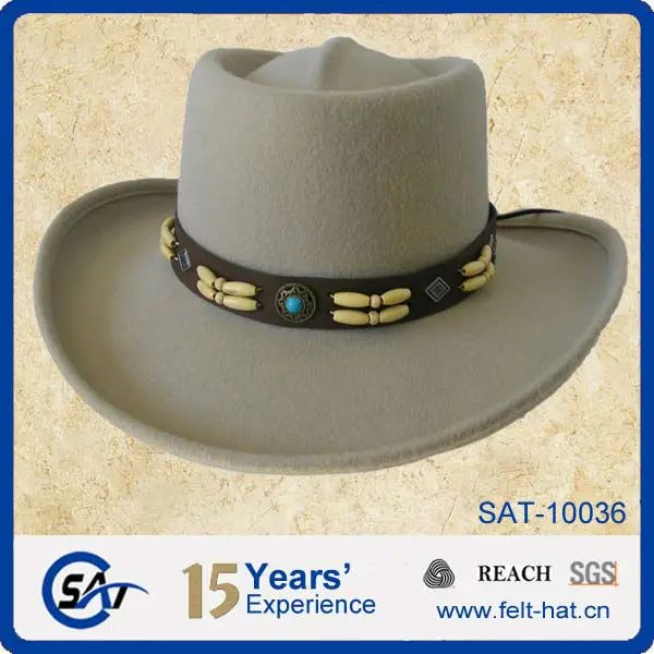 Australian Wool Felt Gambler Hat Beige 