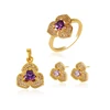 64098 xuping cheap wholesale artificial violet crystal gold plated jewelry set design for ladies