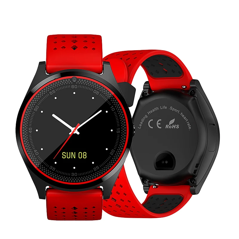 

Cheap wrist watch CE ROHS MTK6261SIM card best smart watch V9H with heart rate, Black;red;blue.green