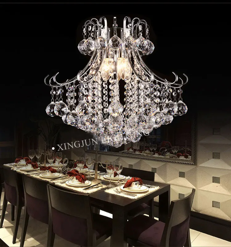 Decorating lighting romantic European LED Stainless Steel modern crystal pendant light metal  light vintage