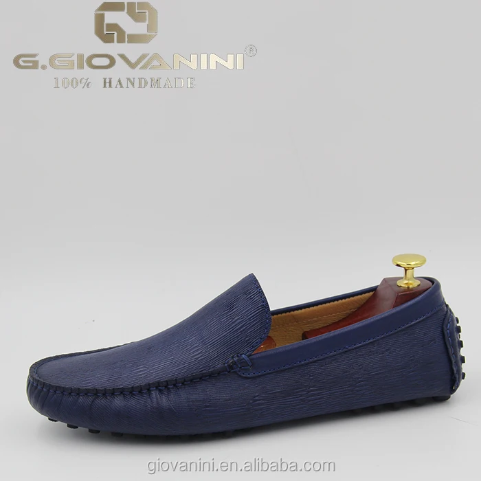 blue leather driving shoes