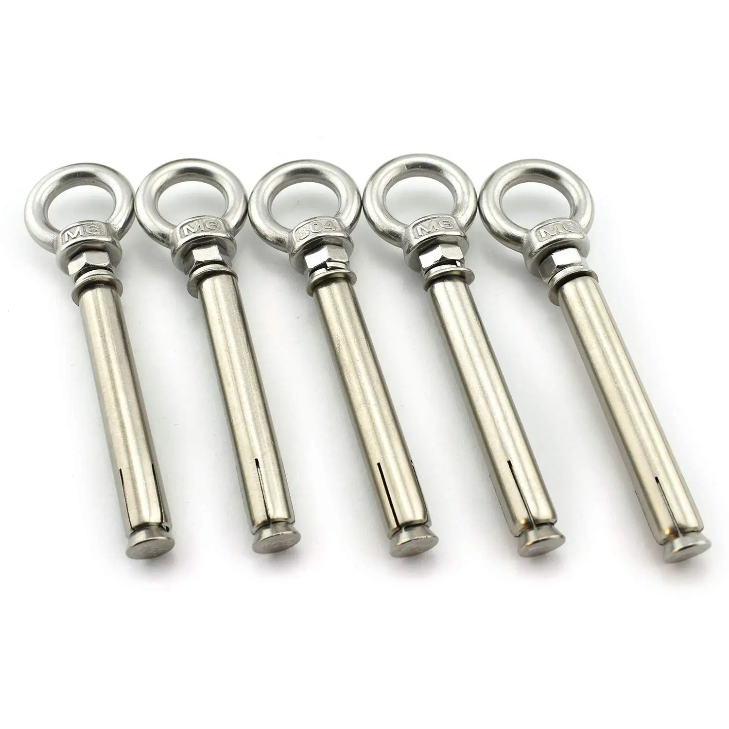 ZXHAO 5pcs 304 Stainless Steel Ring Lifting Expansion Eyebolt Bolt Screw with Ring M8x100mm