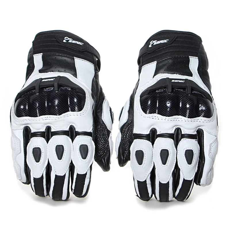 

Hot Sale Goat Leather Mens Womens Summer Carbon Fibre Waterproof Motorcycle Racing Gloves, White;black and customized