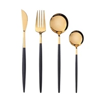 

Copper Colored Customizable Matte Black Korean Style black royal cutlery set stainless steel