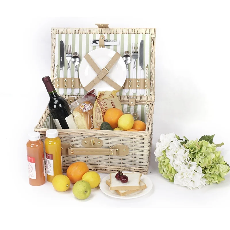 

Free samples picnic basket white Wooden Handmade gifts for 2 person, Grey white