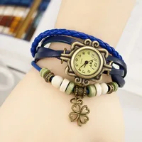 

Free shipping Fashion Ladies Vintage Quartz Leather Braided Charm Lady Watch Women Wrist Watch