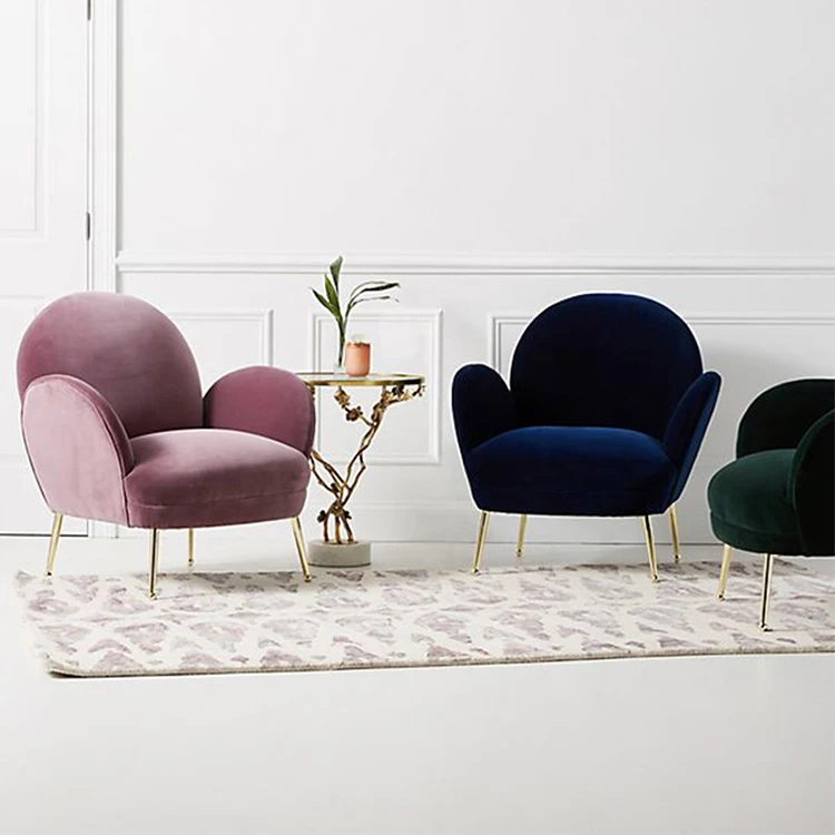 Wholesale newest modern simple velvet metal frame simple leisure chair for party rental
