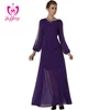 Elegant purple chiffon dress split long sleeve pakistani girl wear prom dress designs H041