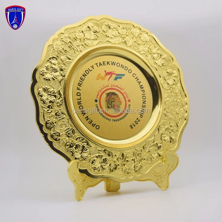 Gold Plated Metal Commemorative Plaque With Display Metal Base - Buy ...