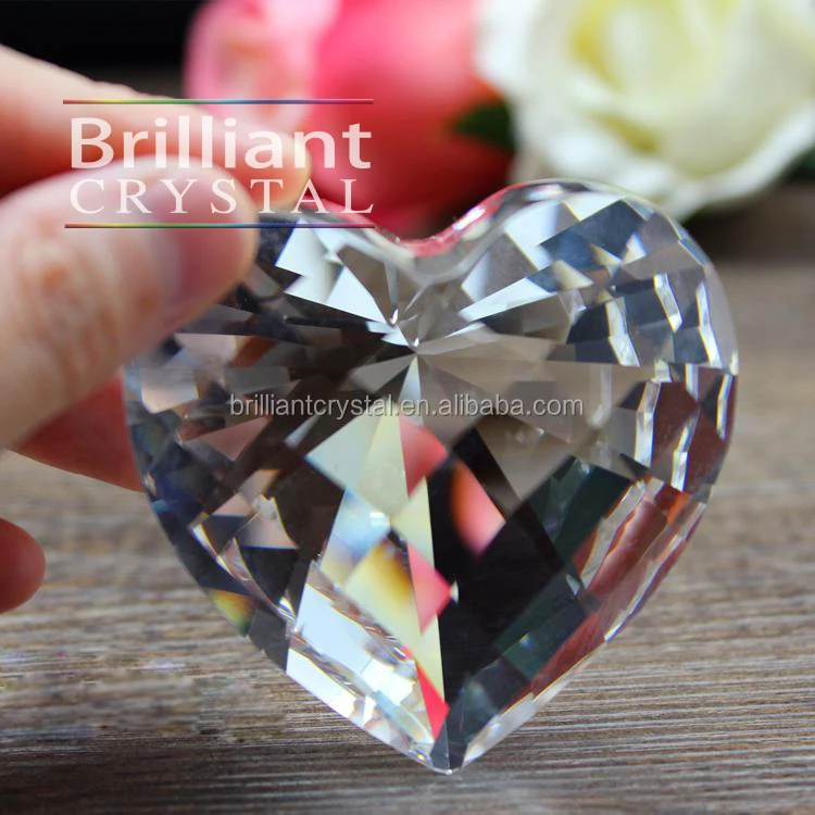 

machine cut heart shaped crystal glass stone diamond for paperweight wedding decoration, Clear