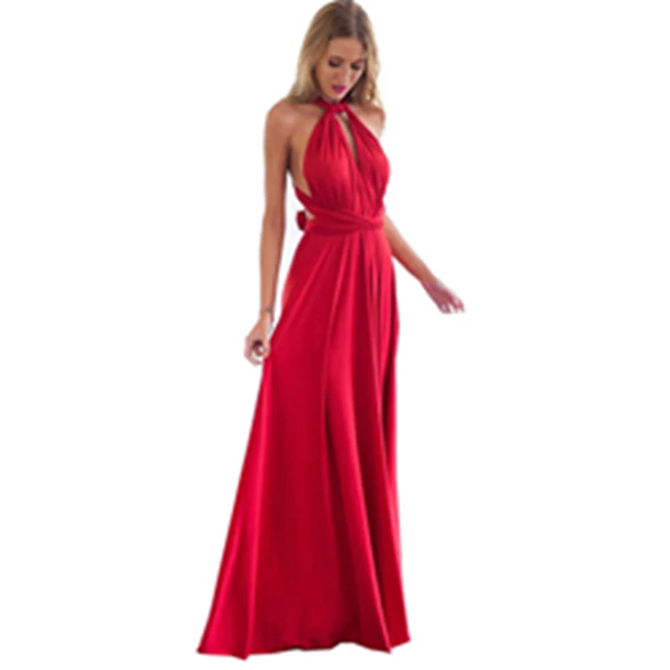

Sexy Women Multiway Wrap Convertible Boho Maxi Club Red Dress Bandage Long Dress Party Bridesmaids Infinity Robe