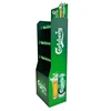 Green color cardboard floor display stand 4 tiers plates and strong base design rack for beers beverage retailing