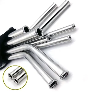 Image of Reusable anti scratch straw,Stainless Steel Drinking Straw with oblique incisions For Bar Accessory,Angled-tip design straw