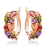 

Hainon clip earrings Fashion women rose gold color multi Zirconia earrings for women in stock wholesale