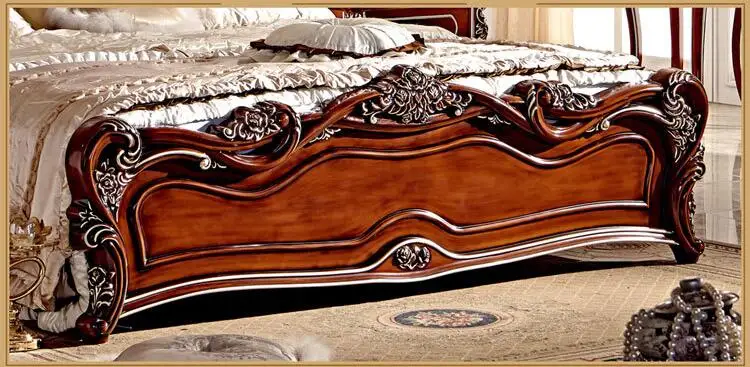 modern european solid wood bed Fashion Carved 1.8 m bed french bedroom furniture 6590