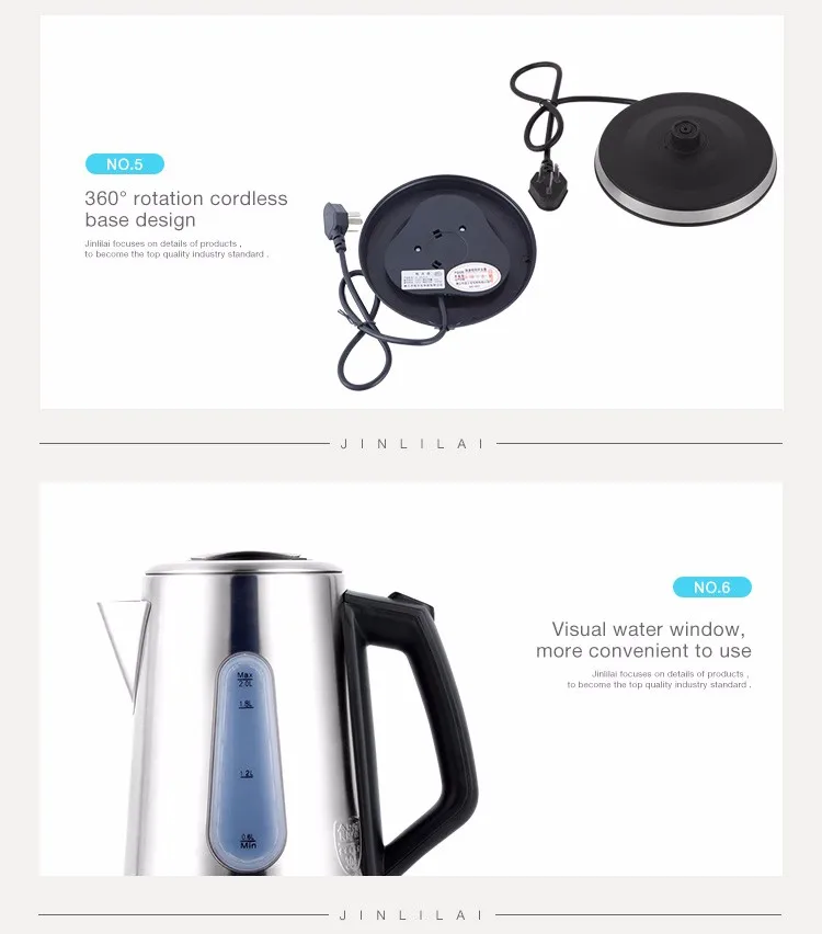 Superior Quality Full Stainless Steel Electric Kettle With Water Window