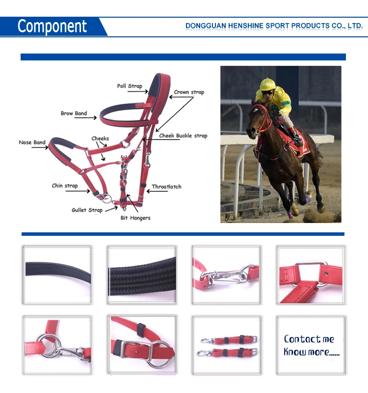 Western Red Pvc Endurance Horse Bridle Zinc Alloy Clip Padded Horse