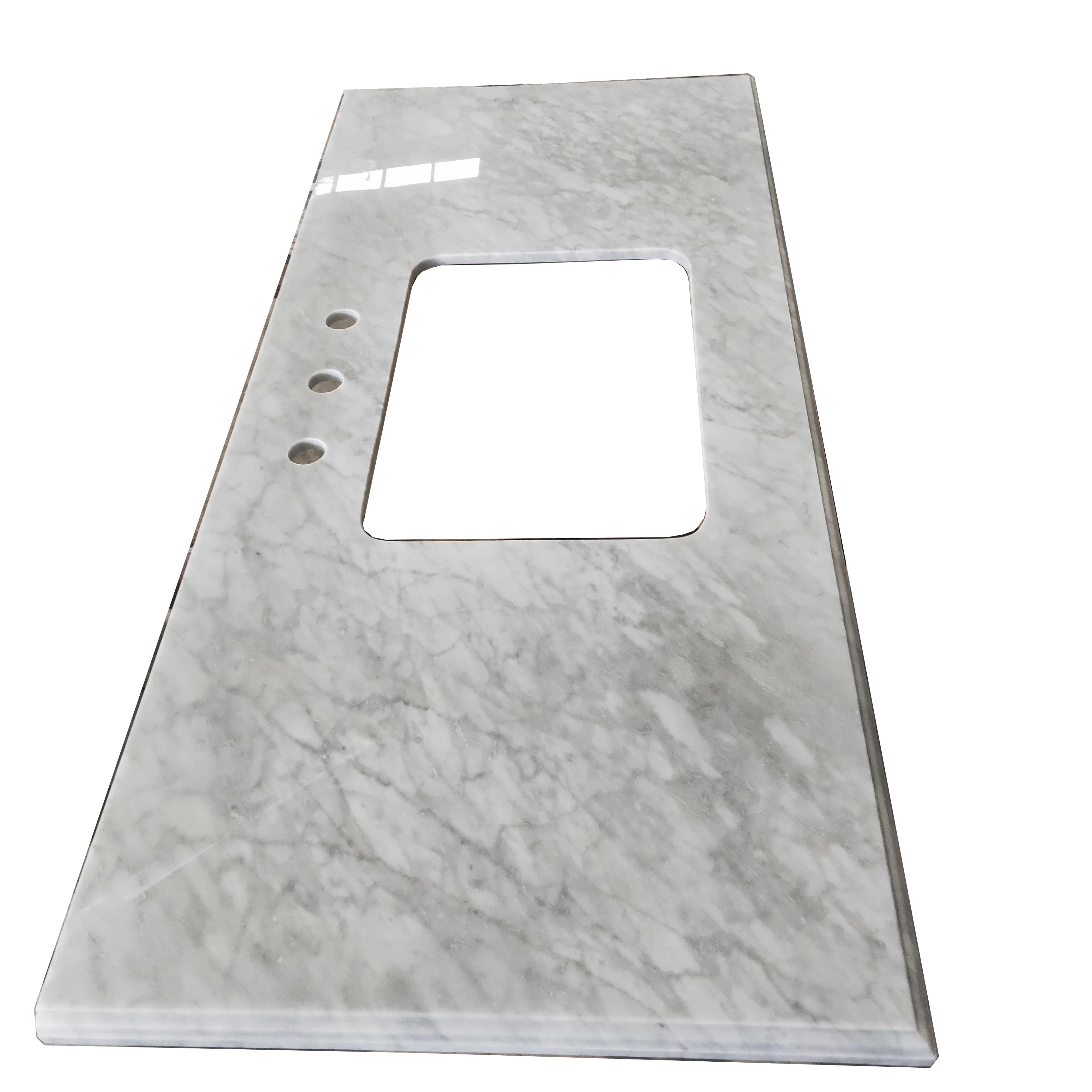 灰色倒角边缘现代大理石浴室虚荣上衣