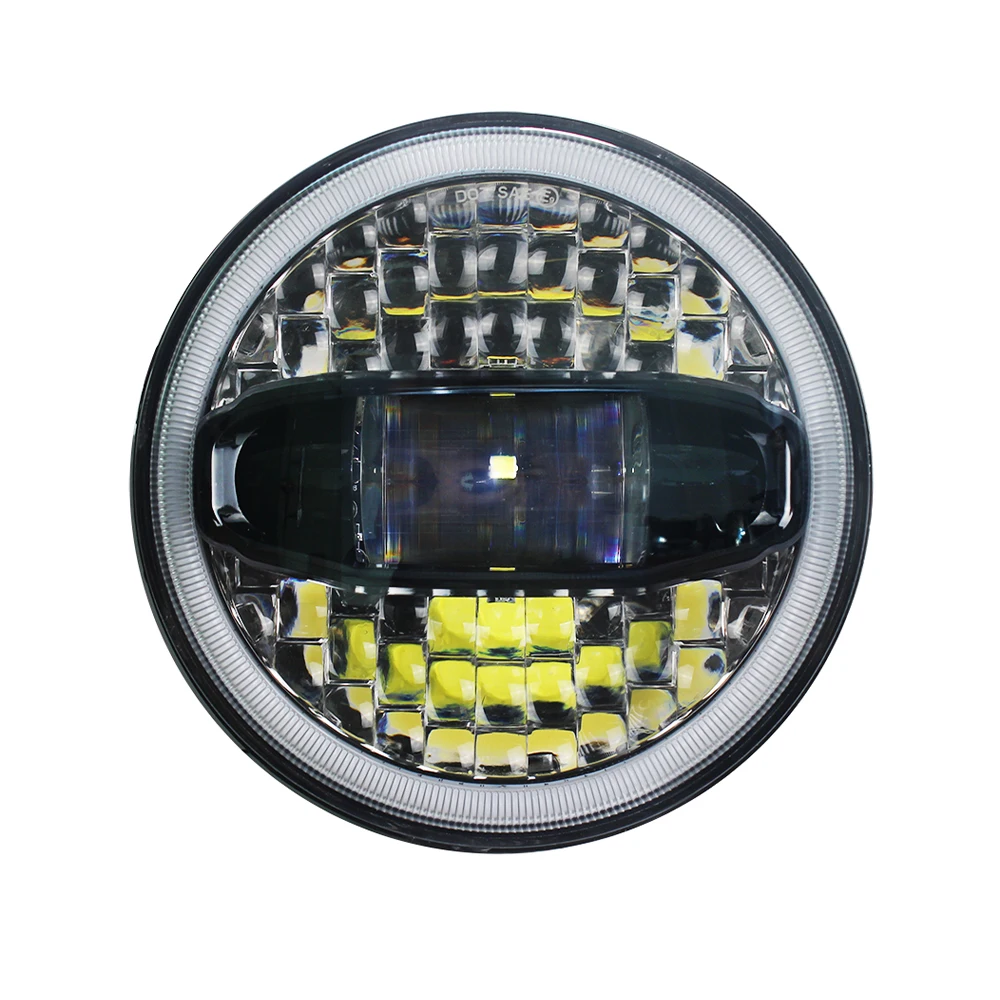 7 Inch Round LED Headlight Motorcycle Headlamp Halo Angle Eyes Replacement For Jeep Wrangler JK
