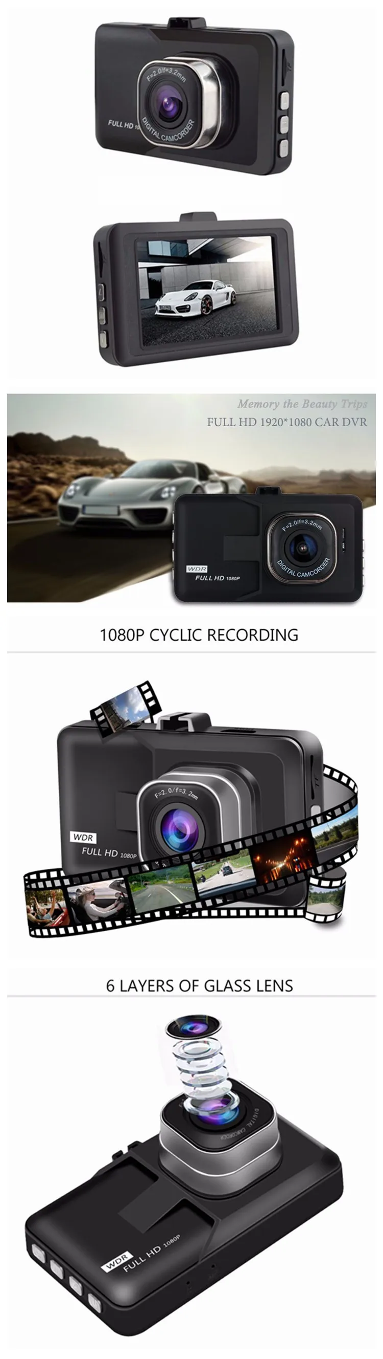 2019 New year good price promotion G-sensor motion detection 1080P FHD dash cam for driving safely