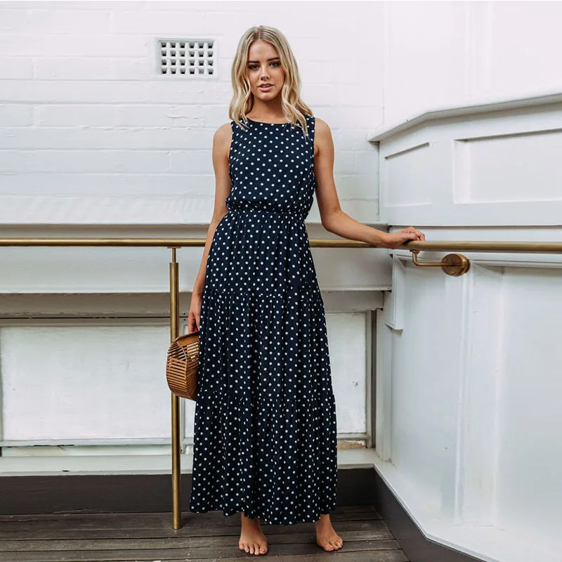 

Latest Women Summer Fashion Floral Maxi Dress Casual Black Girls Long Dress Sleeveless, Picture color