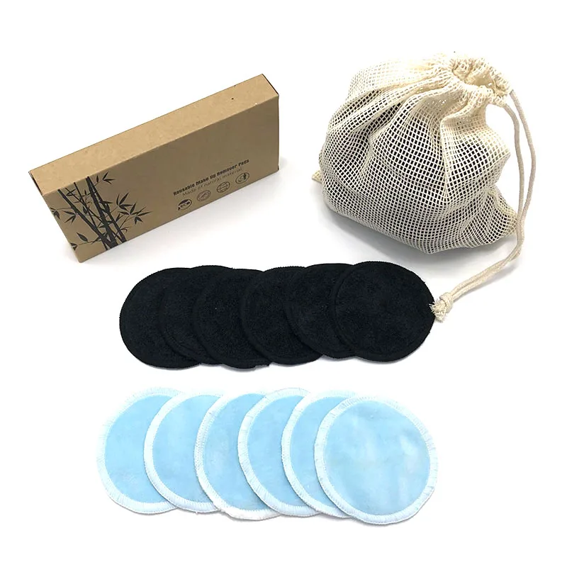 

Soft Cosmetic Makeup Remove Clean Pads Black Bamboo and Blue Pads Bamboo, 3 colors