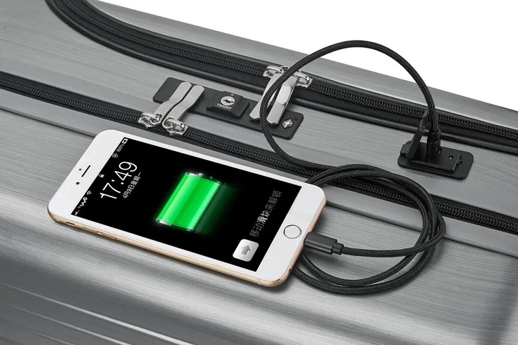 20" Business Suitcase Abs And Pc Carry On Trolley Luggage With Charger