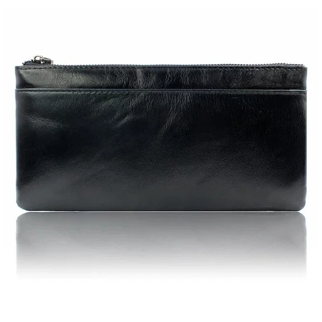 

Wholesale popular holding zipper wallet for men, cow leather zipper wallet for universal mobile phone