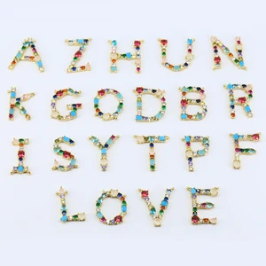 FaVorite Jewelry Environmental brass  jewelry rainbow initial letter pendant necklace bisuteria