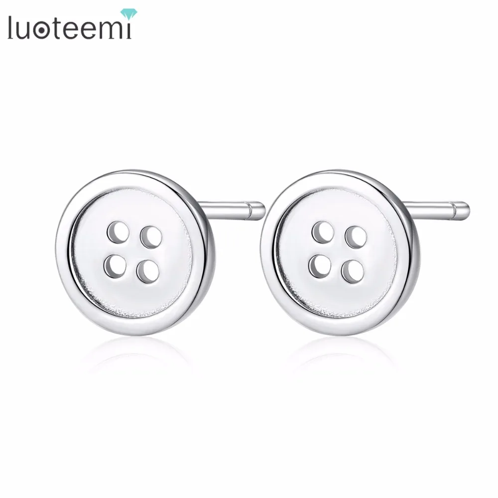 CZCITY Wholesale Unique Button Shape Design Women Fashion Excellence OL Style Sterling Silver Earrings Stud