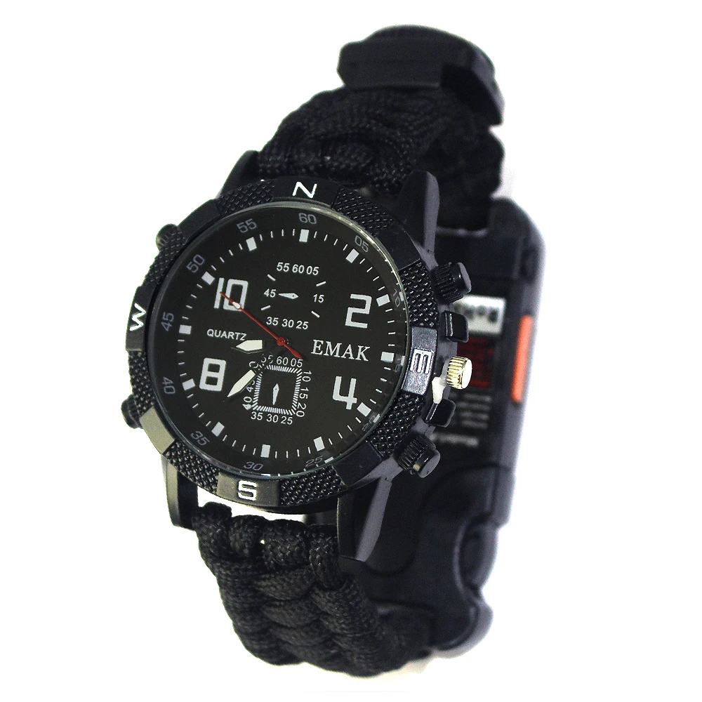 

2019 new military survival bracelet watch most popular outdoor equipment for sale, Black