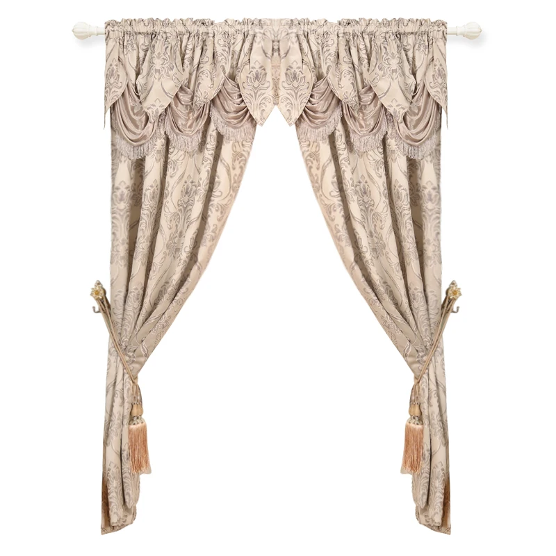 Modern Jacquard Grey Luxury Valance Office Window Bedroom Curtains