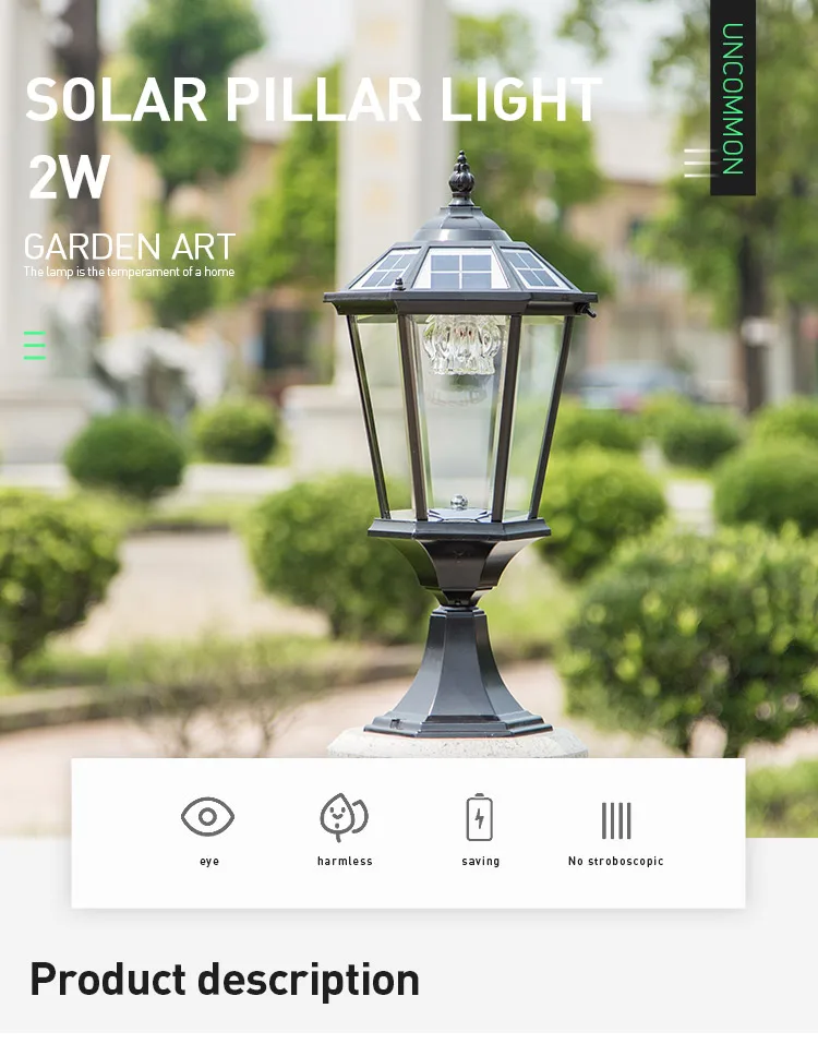 Waterproof Aluminum 3.7V Voltage Outdoor Lamp Pillar Gate Fence Solar Powered Led Post Light