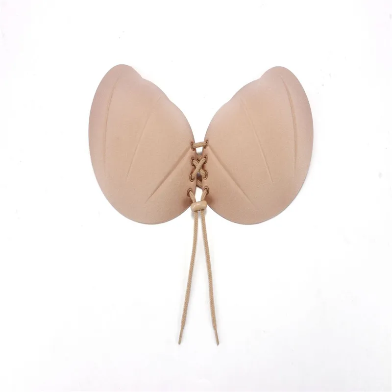 front Pull rope closure silicone invisible backless seamless Shell shape push up bra