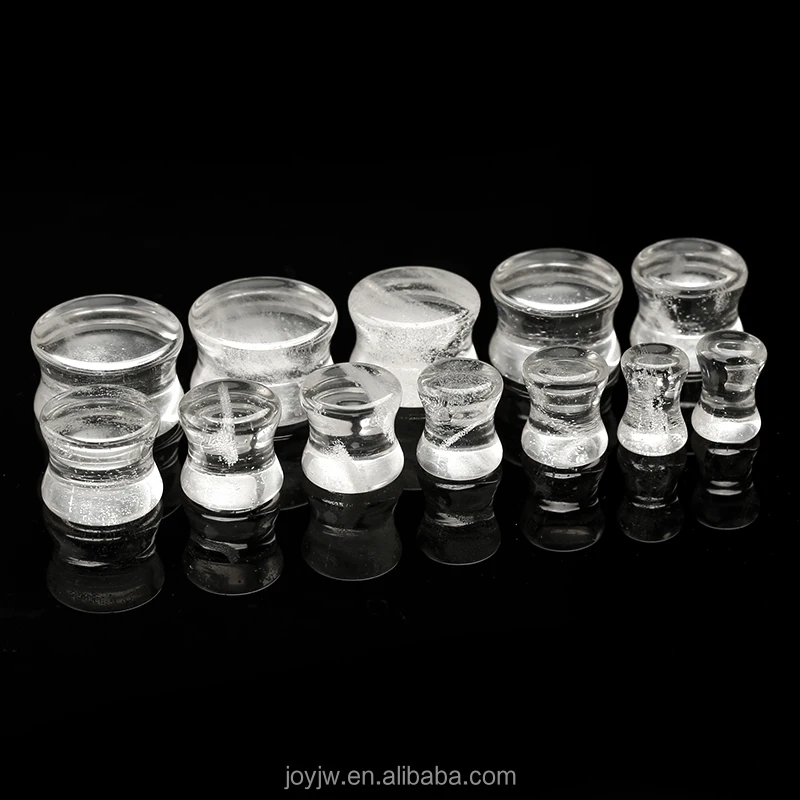 Decorative White Crystal Stone Ear Tunnel Plugs 10mm Stylish Crazy