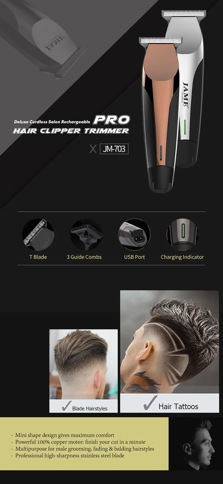 hair copper professional t blade