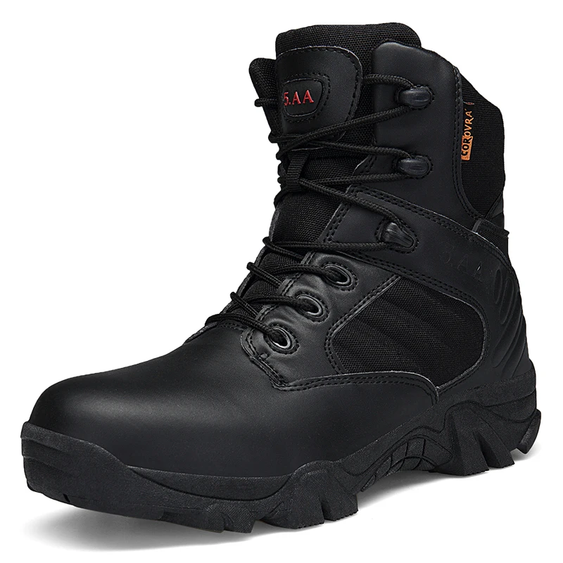 

New hot sale mens boots desert zippers combat military hunting for men, Black/sand